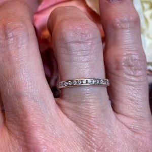 14k white gold diamond band.